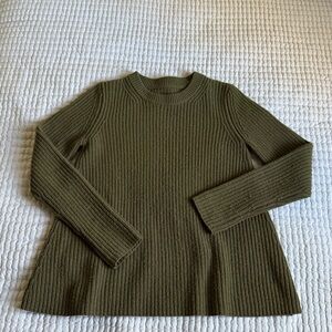 Brown wool/cashmere ribbed long sleeve sweater
